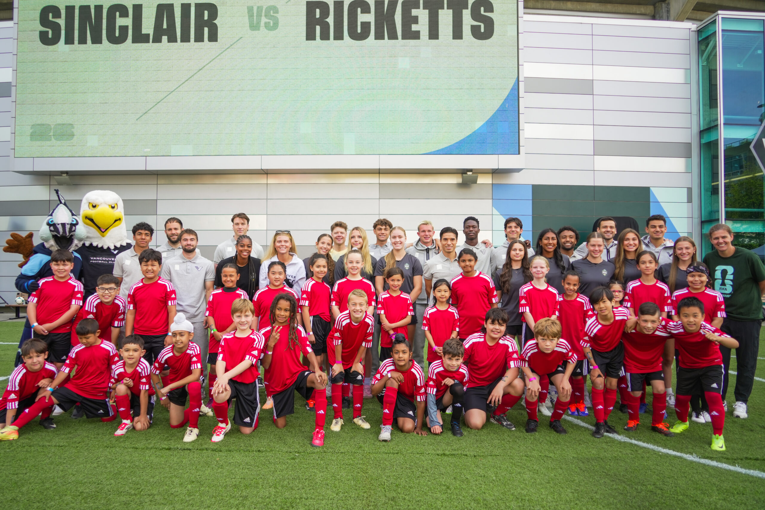 Youth soccer players at FIFA World Cup 26 Vancouver™ One Year to Go Media Event