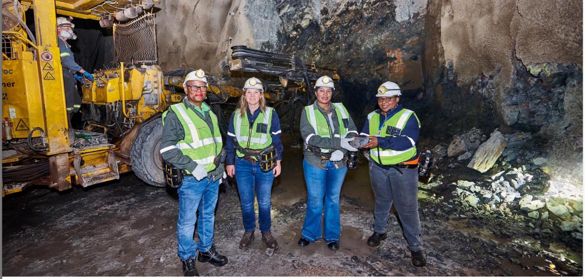 Ivanhoe Mines president Marna Cloete (second from left) with DRC officials in the Kakula Mine