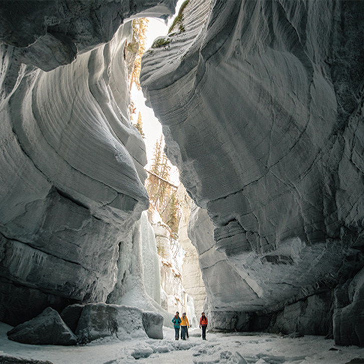 Guests are provided with boots, spikes and a helmet for Maligne Canyon Icewalks; the walks feature mesmerizing ice formations; kick off the day with brunch at the Sunhouse.
