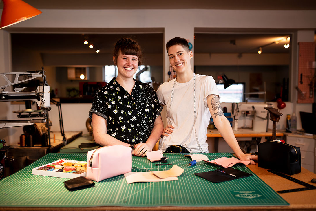 Tess Gobeil and Ariss Grutter of Awl Together Leather