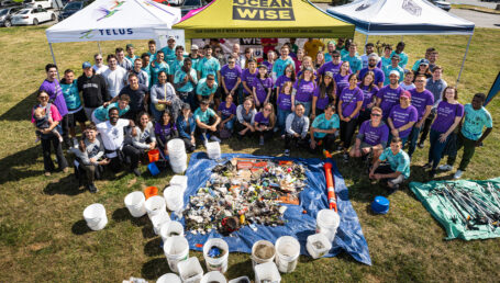 Team members from Telus, Whitecaps and Ocean Wise carried out a beach clean-up last year