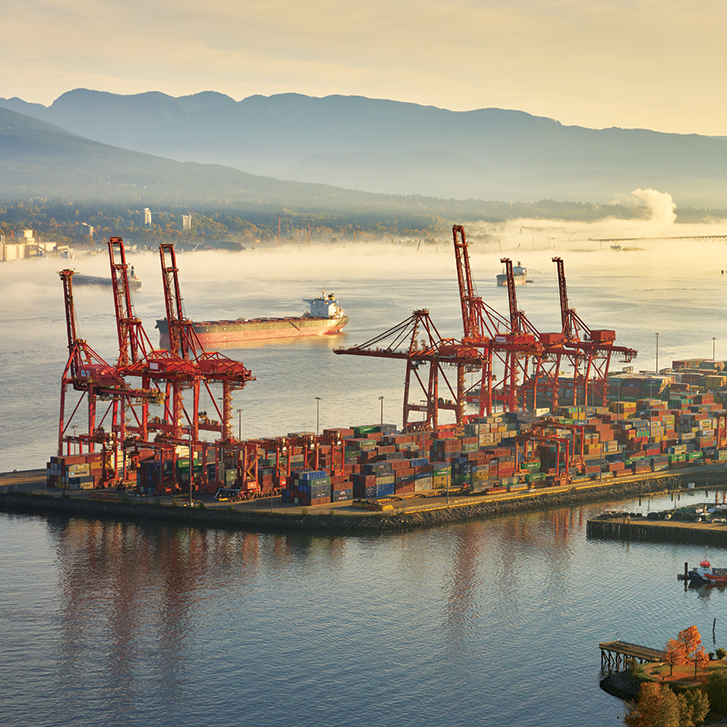 Aerial of the Port of Vancouver