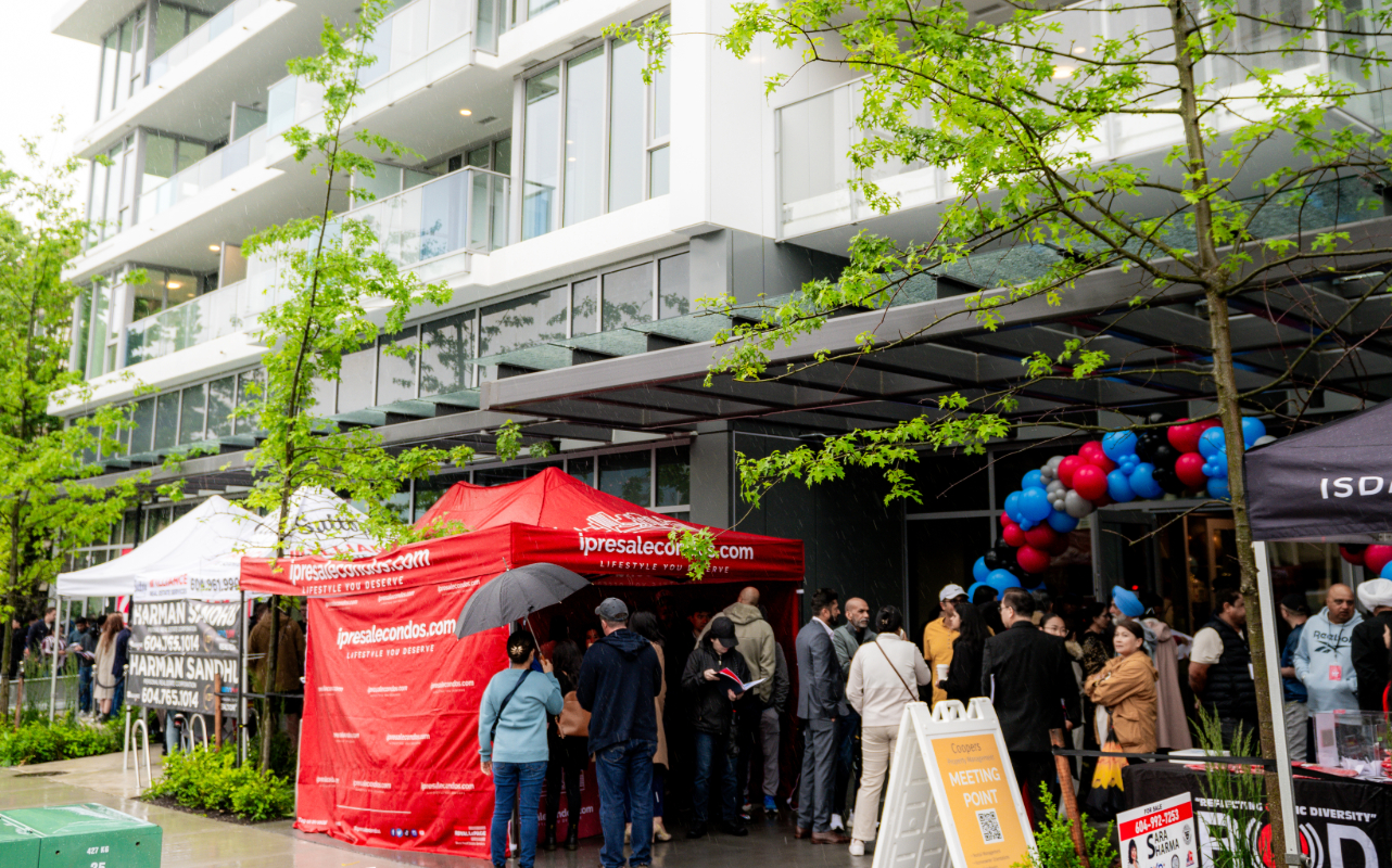 Buyers queued up outside Belvedere condo tower in Surrey