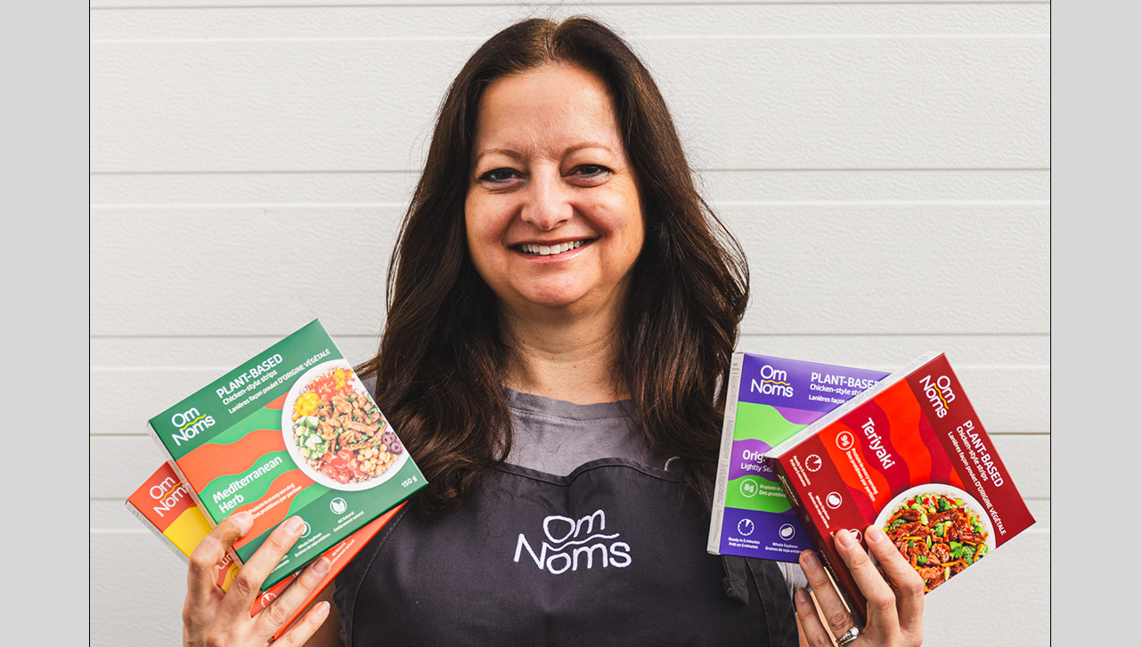 Yumasoy Foods' plant-based Om Nom meat alternatives come indifferent flavours. Pictured is founder Gina Arsens.